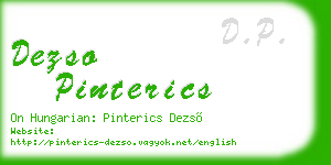 dezso pinterics business card